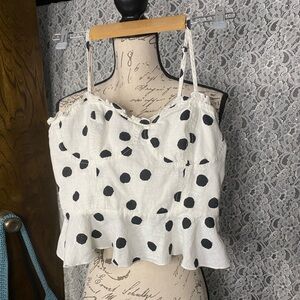 Urban Outfitters white polka dot crop tank